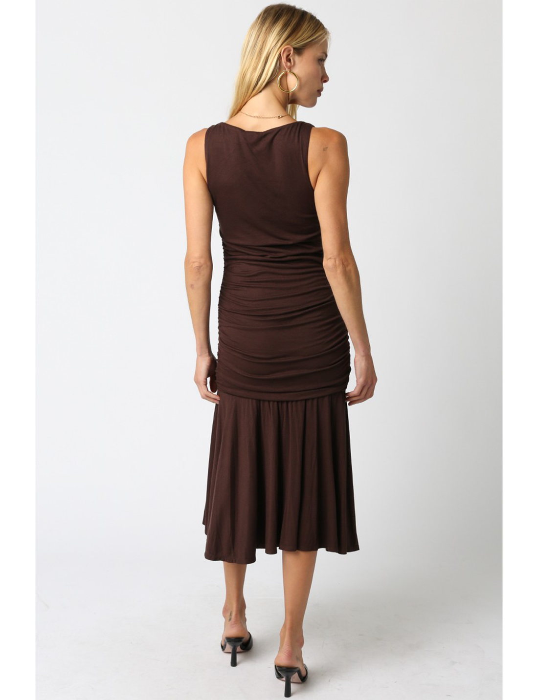 Danna Ruffle Dress, Dark Brown