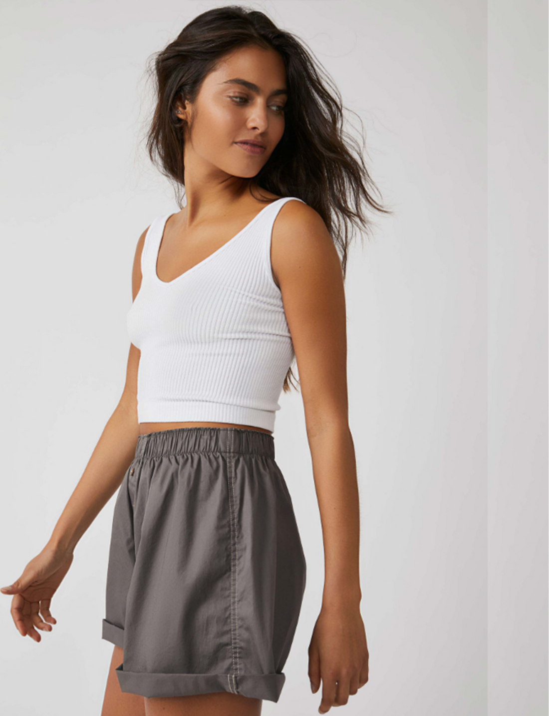 Solid Rib Brami, White