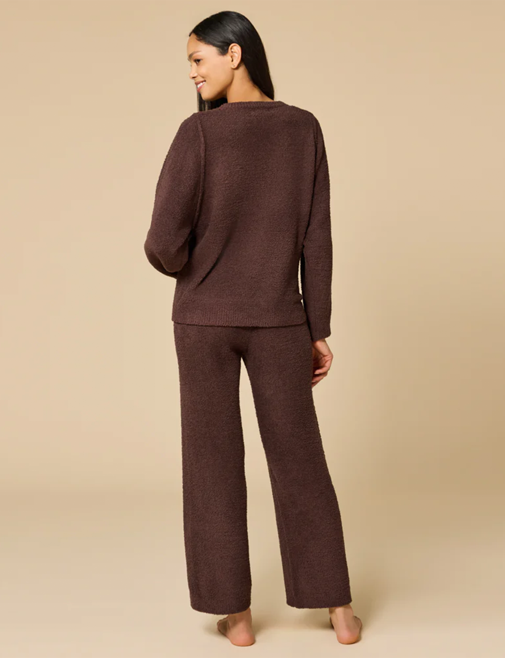 Marshmallow Reverse Seam Bracelet Lounge Set, Espresso