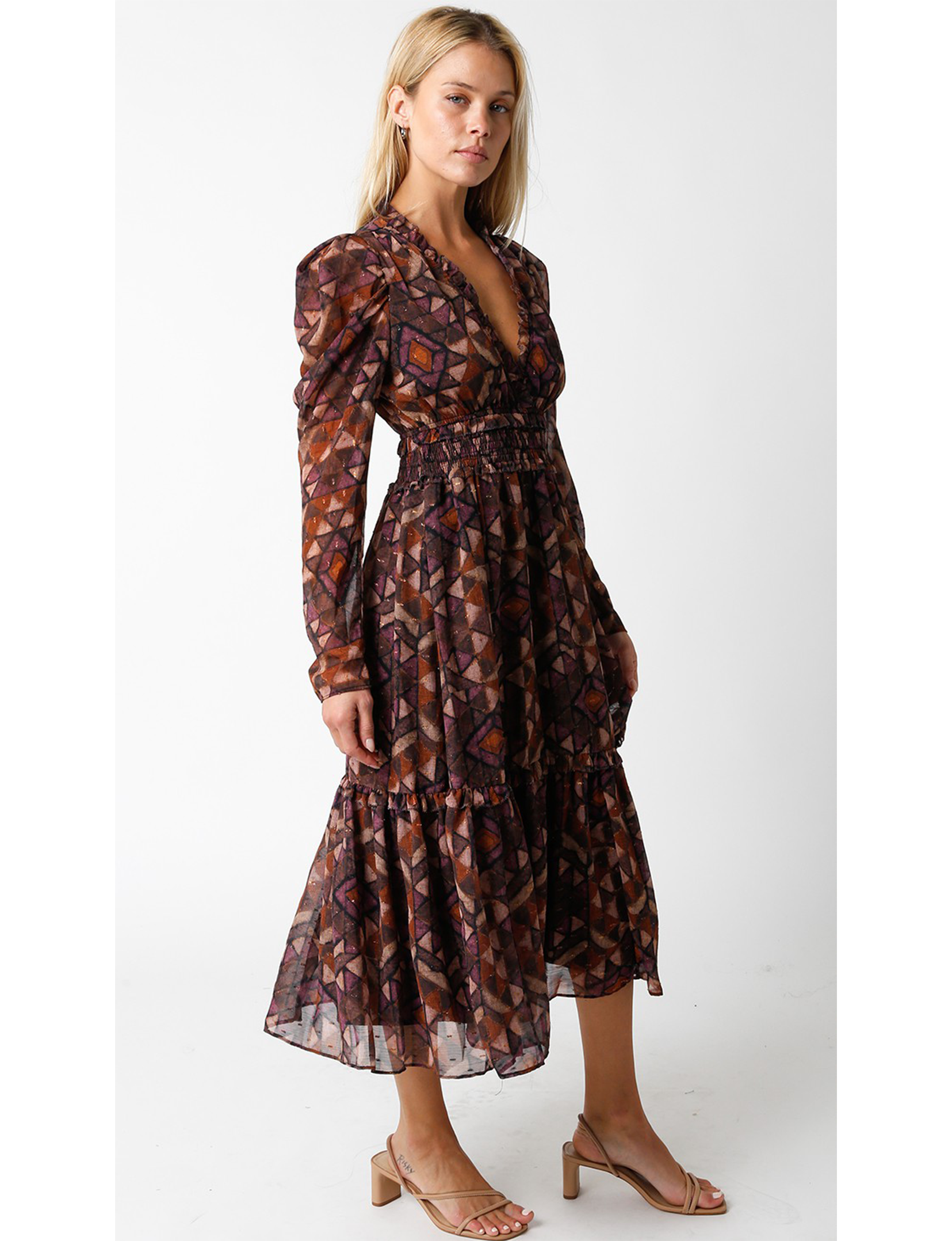 Charlene Midi Dress, Brown/Purple