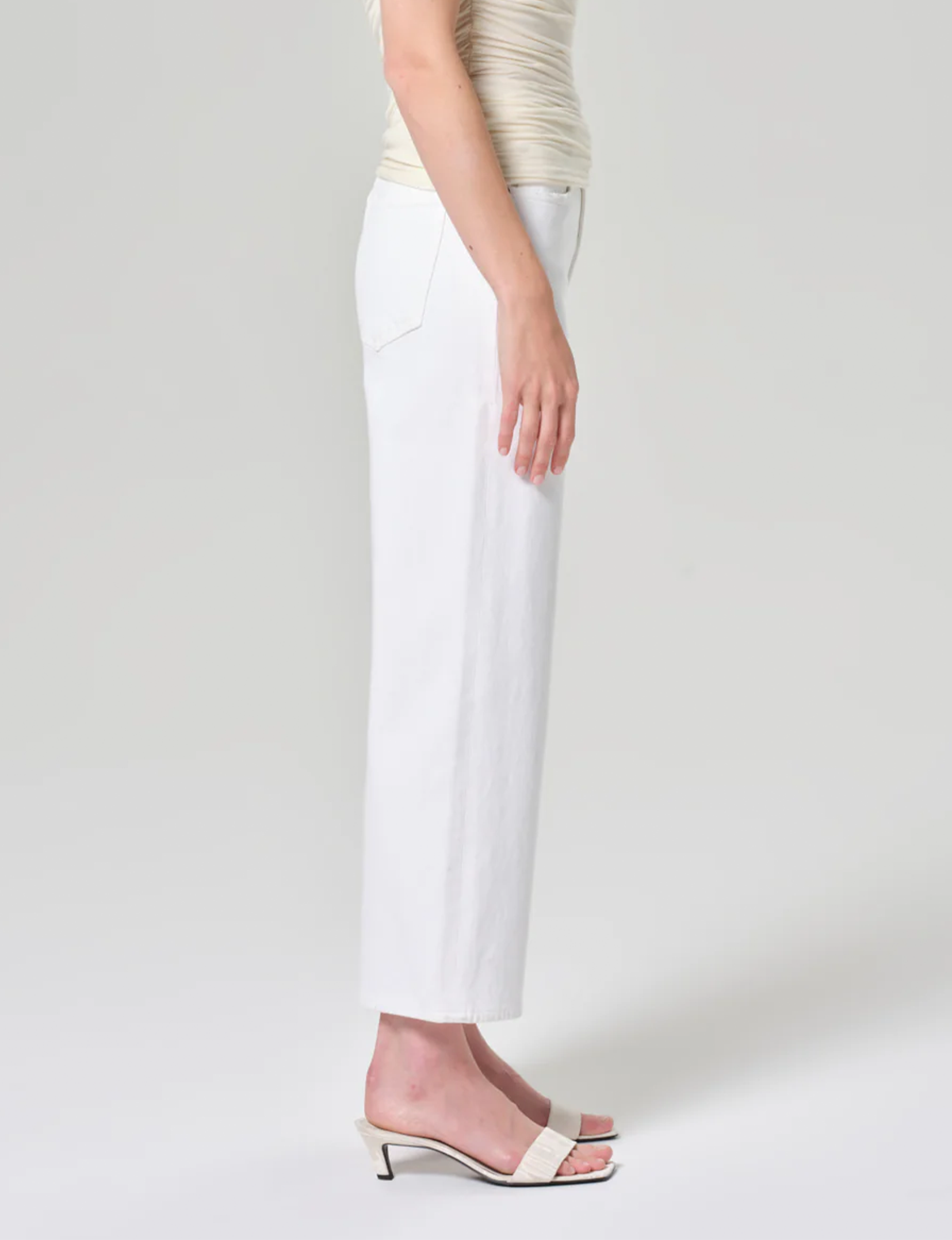 Harper High Rise Wide Leg Crop, Sour Cream