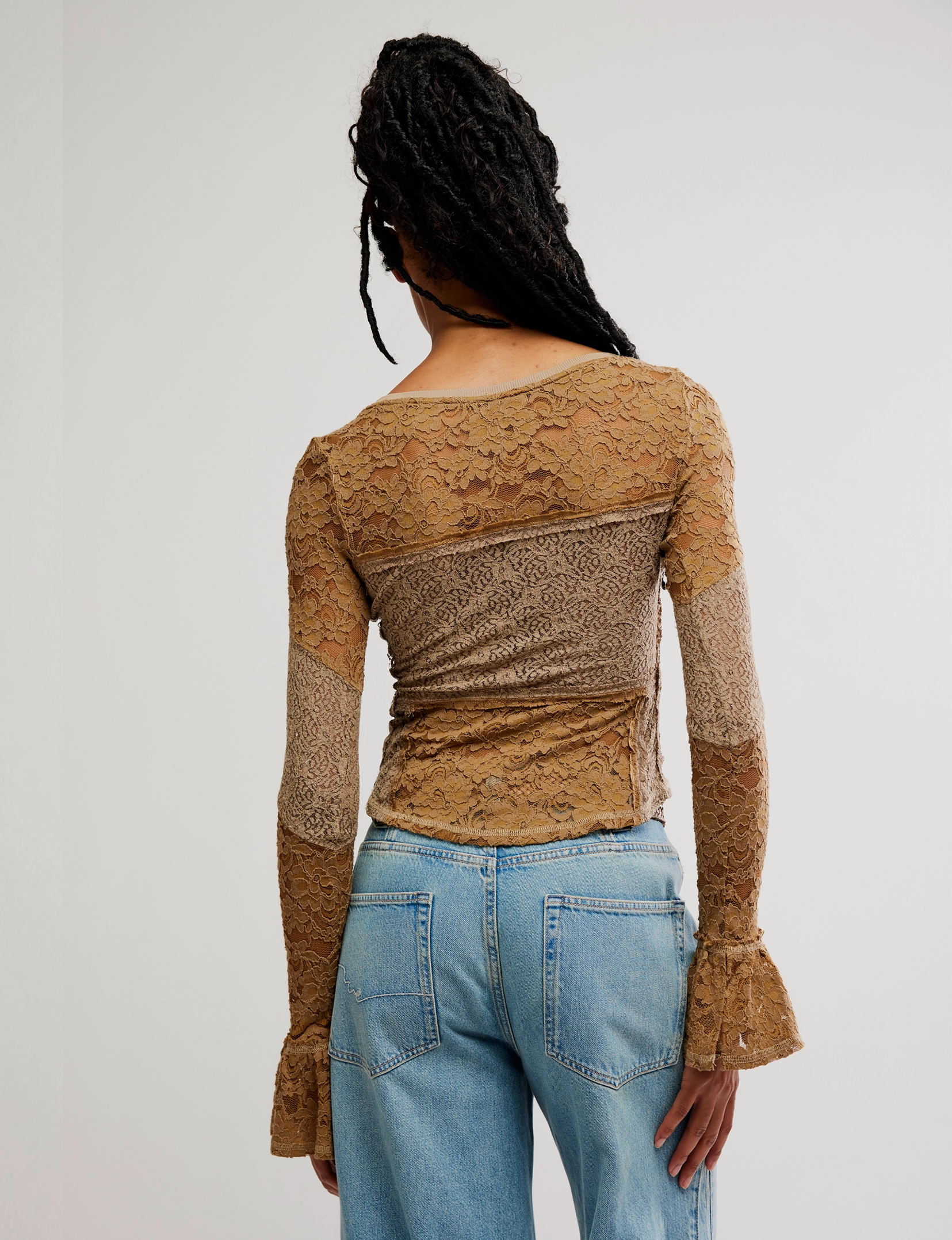 Lace Layering Long Sleeve, Dutch Cocoa