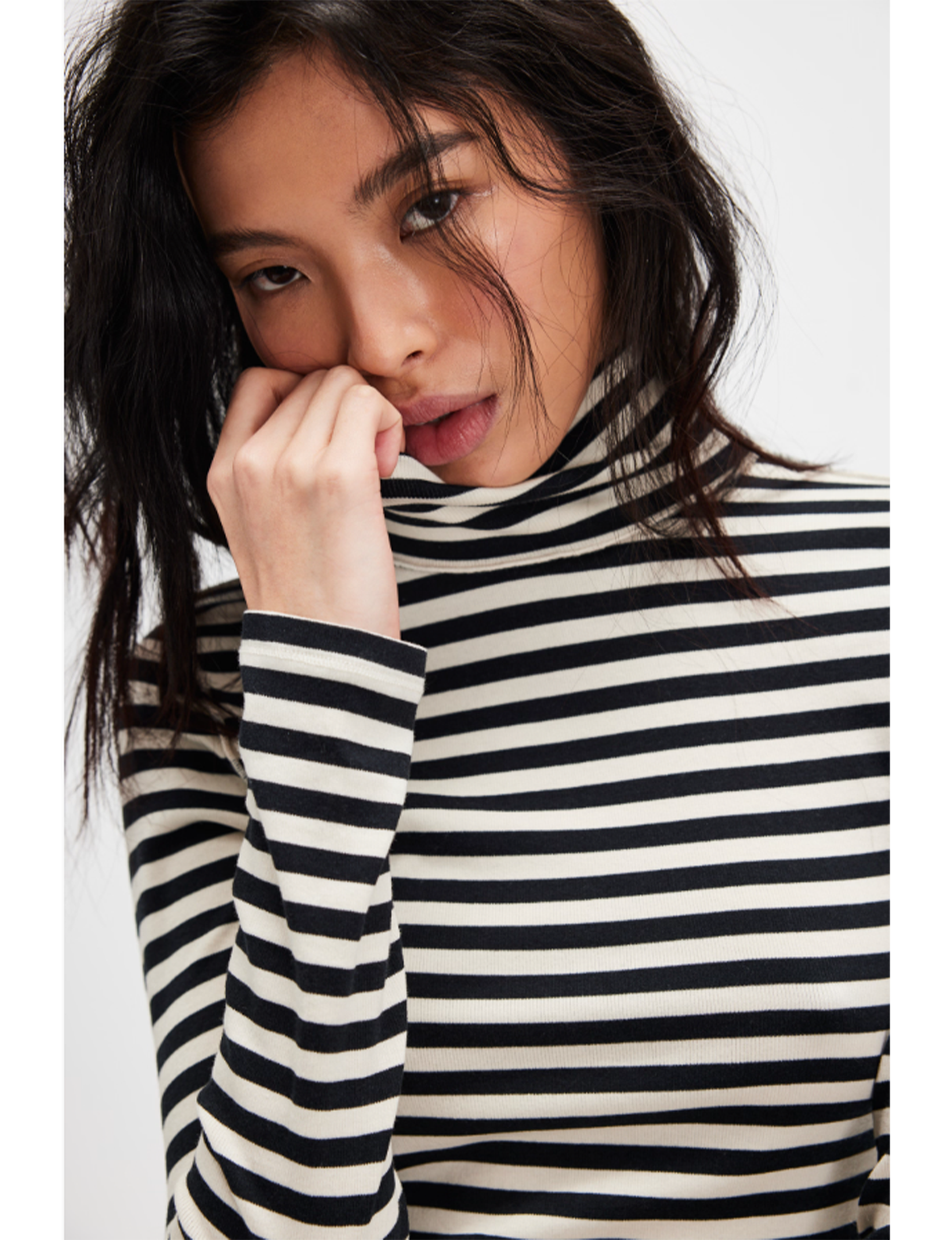 Good Good Stripe Turtleneck, Black/Combo