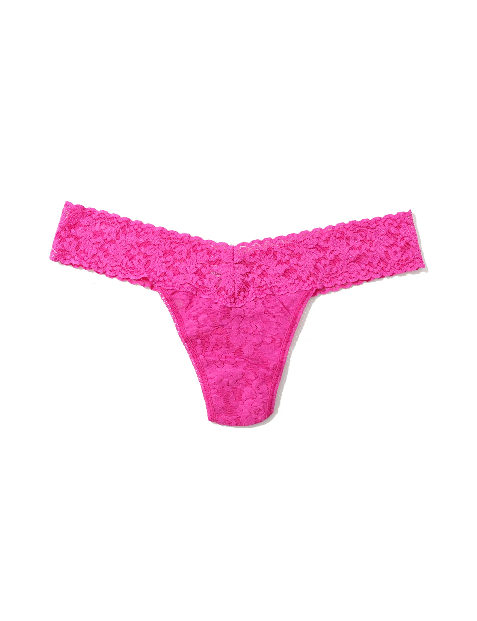 Signature Lace Low Rise Thong, Marmalade Pink