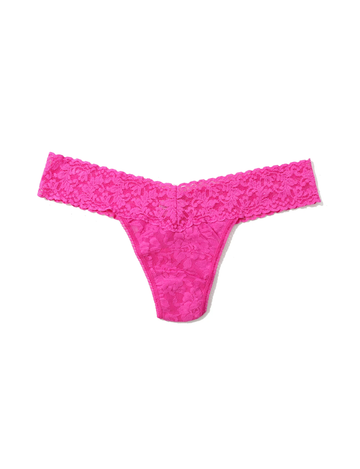 Signature Lace Low Rise Thong, Marmalade Pink