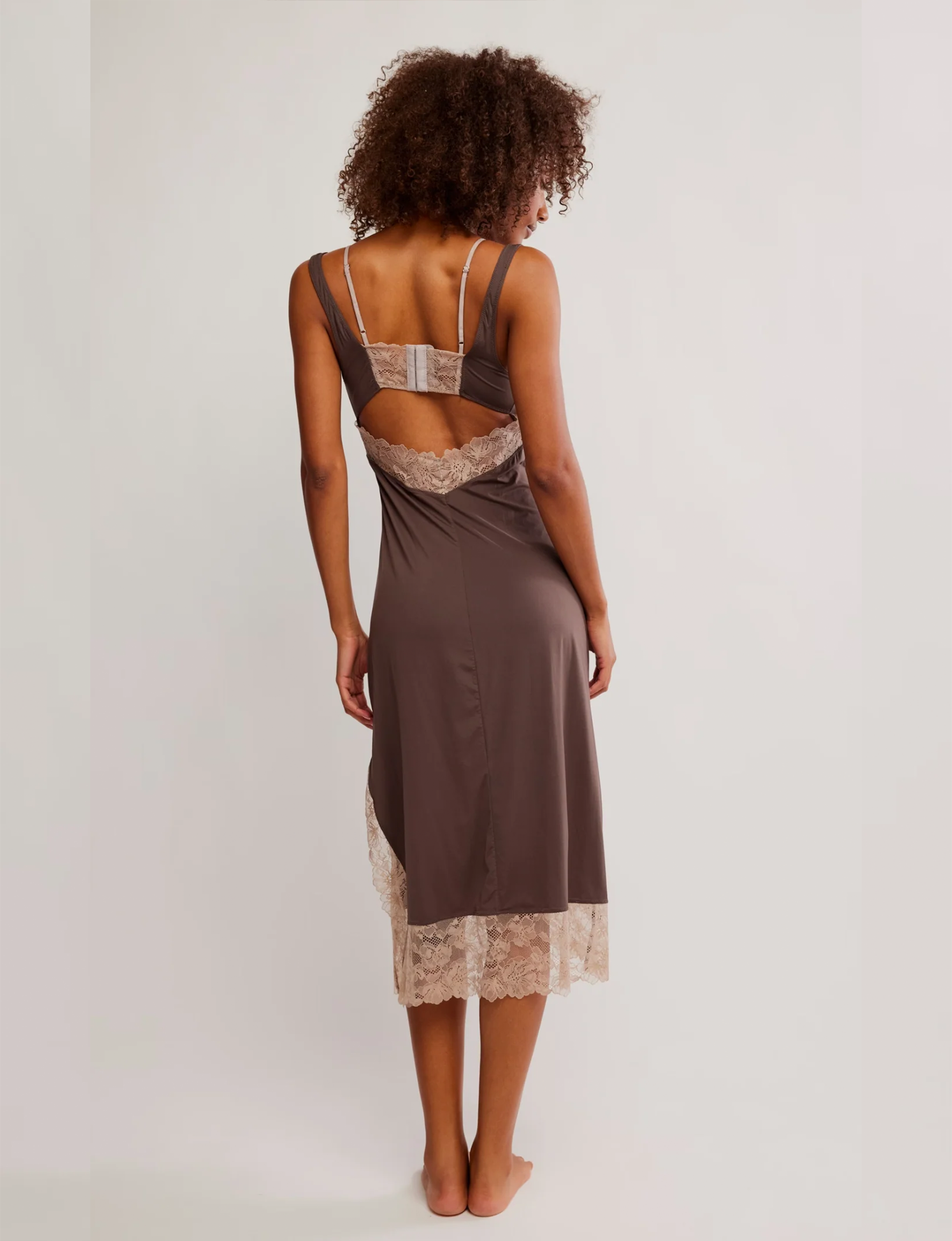 Party Crasher Midi Slip, Mushroom/Double Espresso