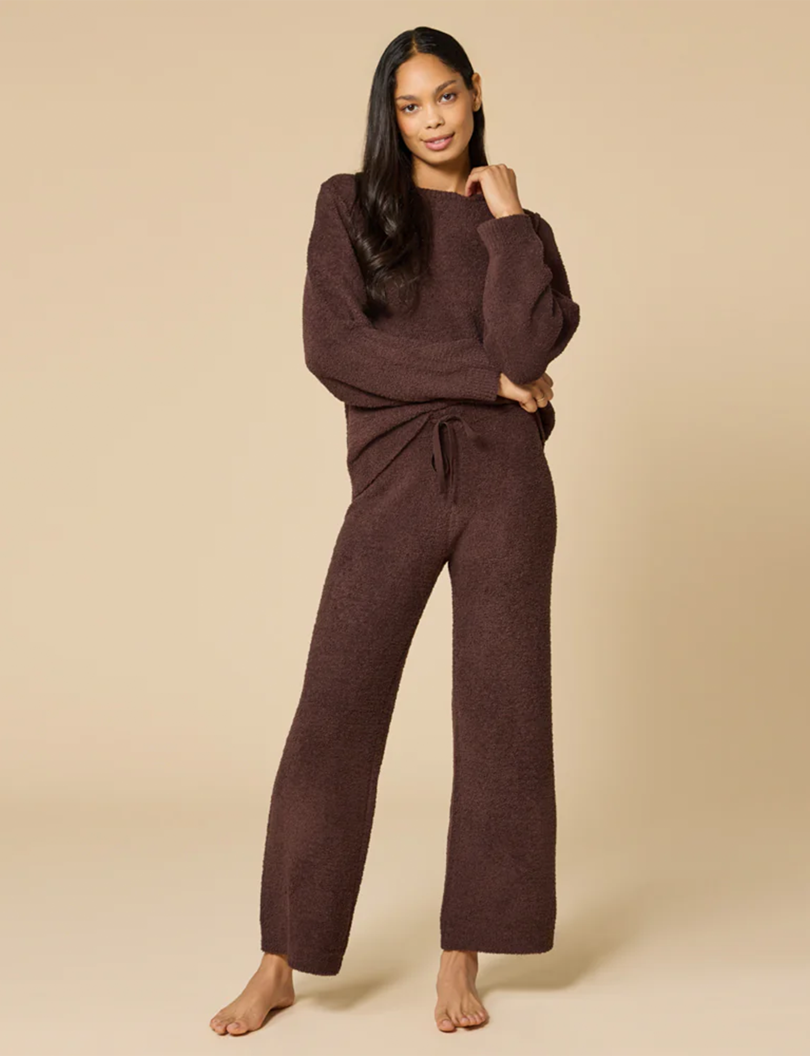 Marshmallow Reverse Seam Bracelet Lounge Set, Espresso