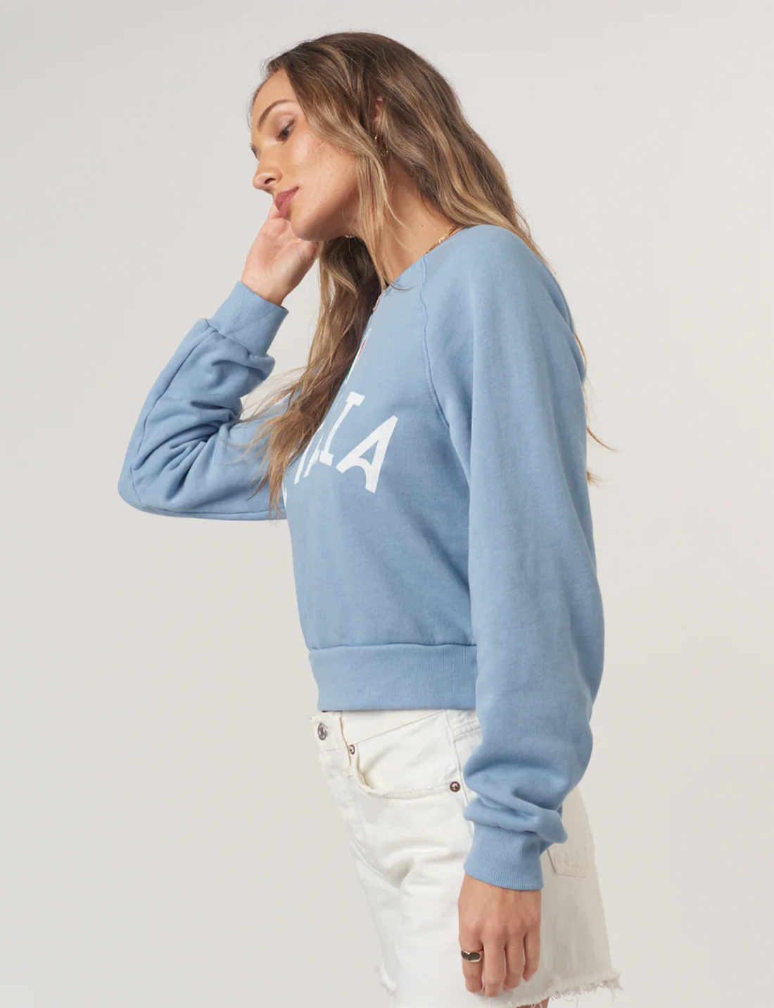 Italia Shrunken Sweatshirt, Provence Blue