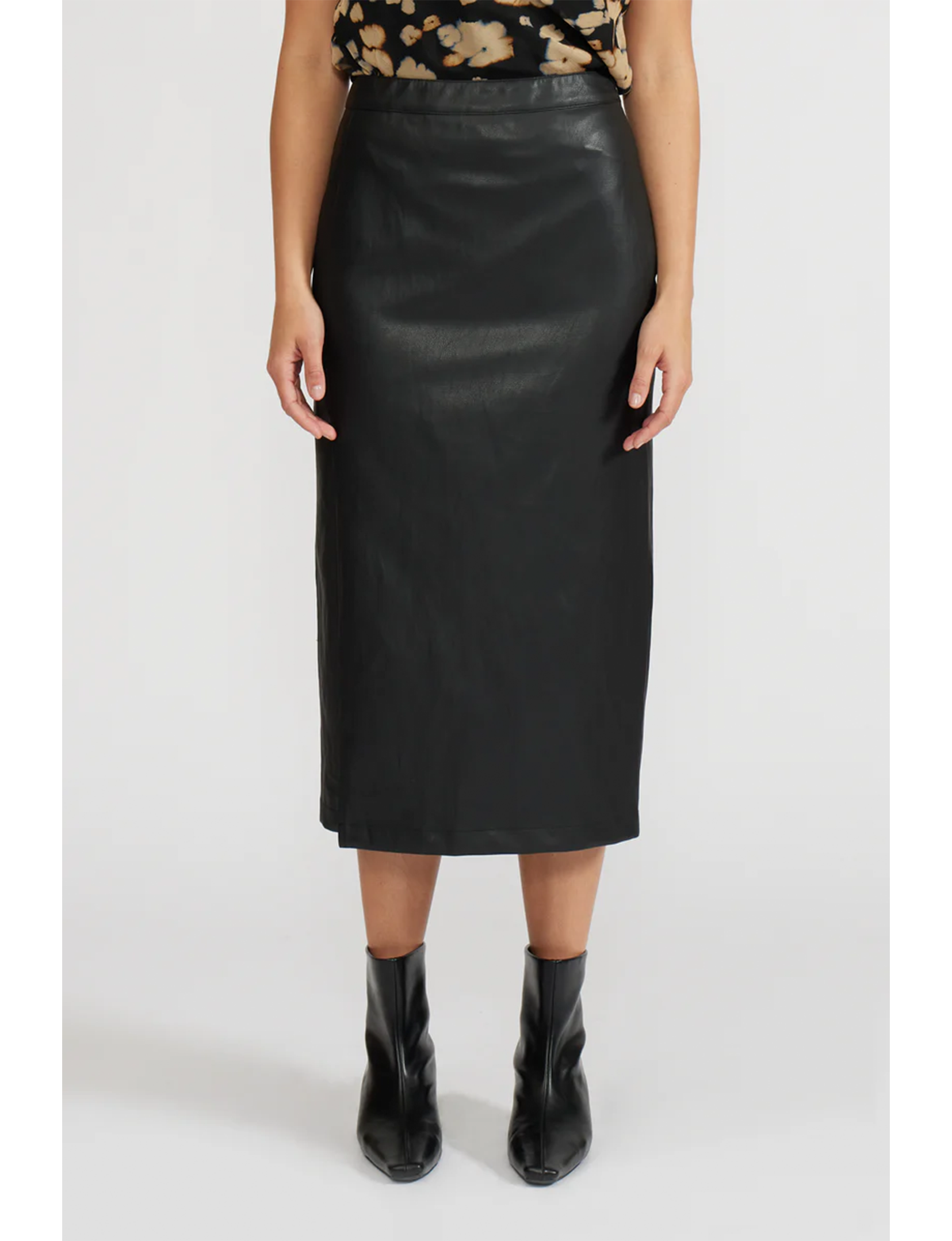 Cade Skirt, Black Faux Leather