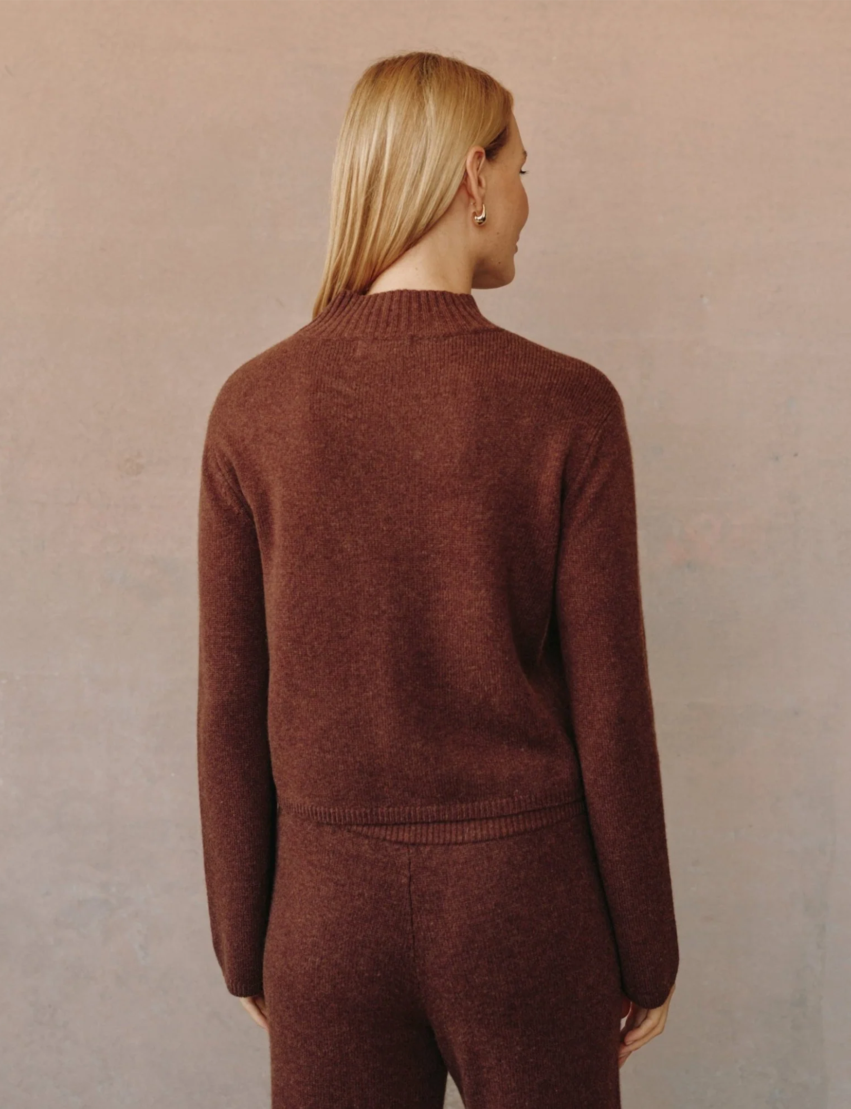 Mock Neck Sweater, Red Oak