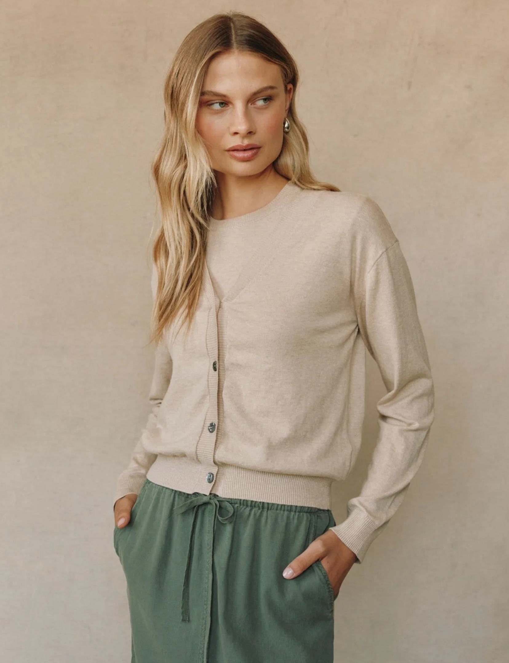 Lightweight Cardigan, Sable Sand