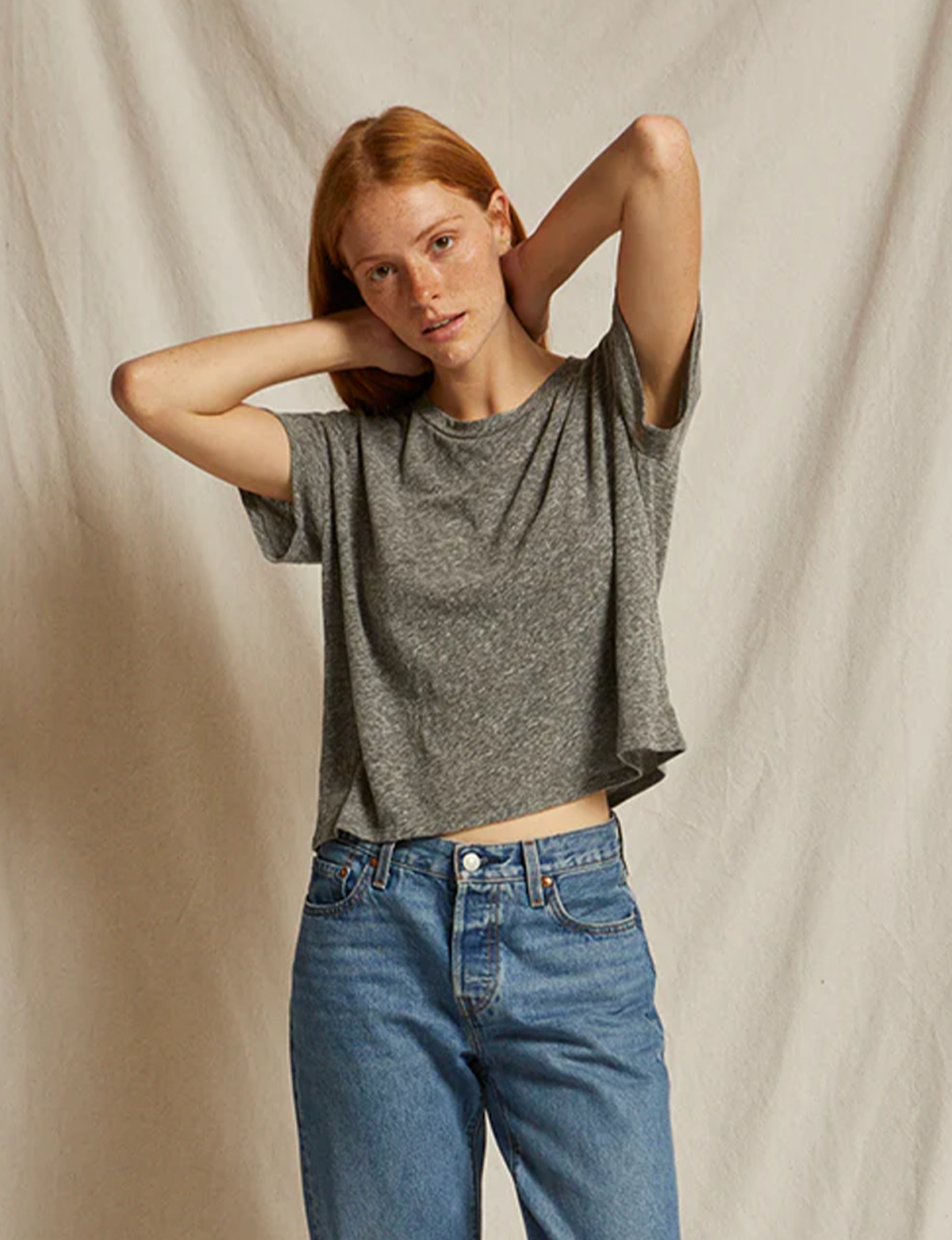 Harley Boxy Crew Tee, Heather Grey