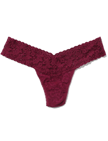 Signature Lace Low Rise Thong, Sugar Plum Red