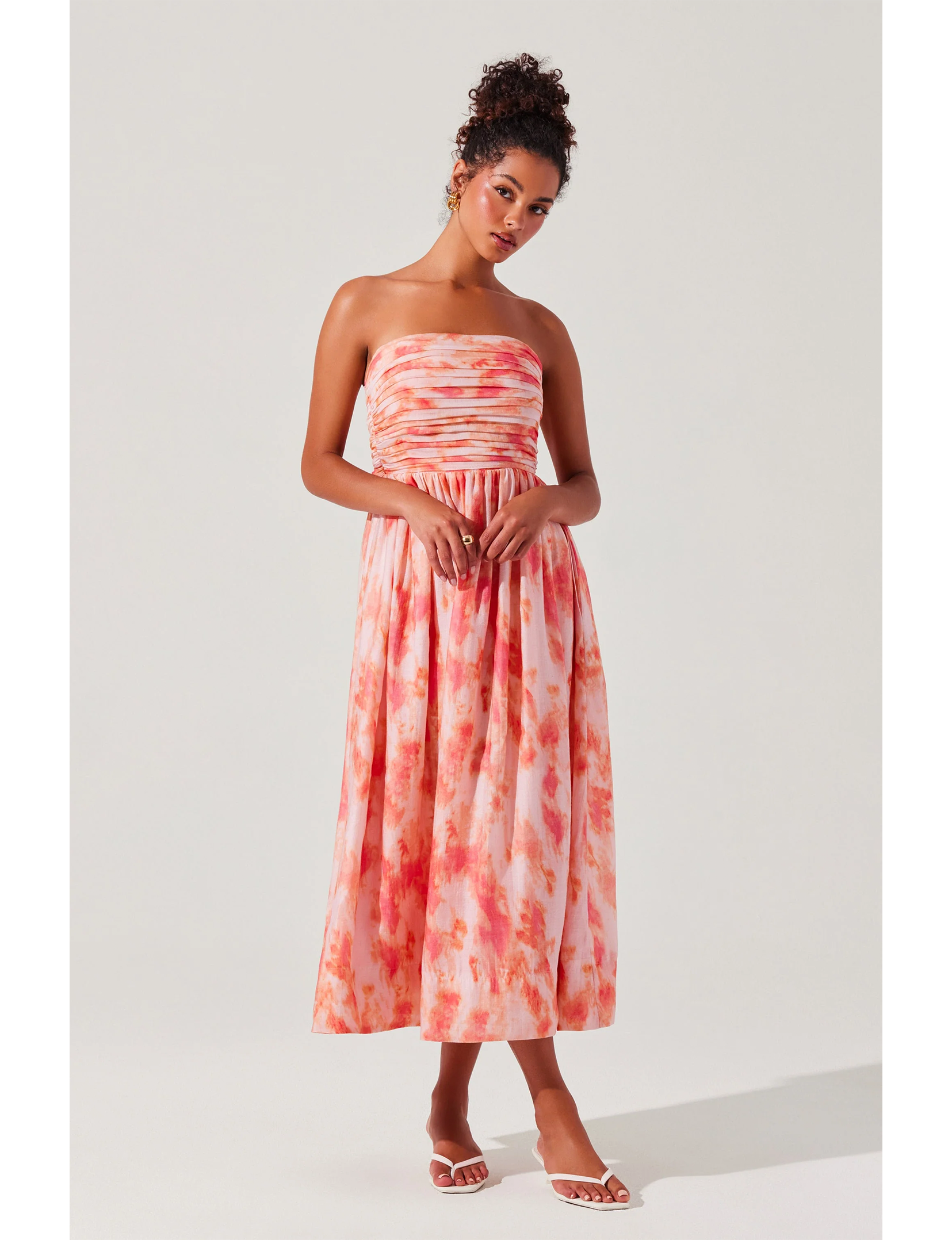 Aneesha Dress, Coral Tie Dye