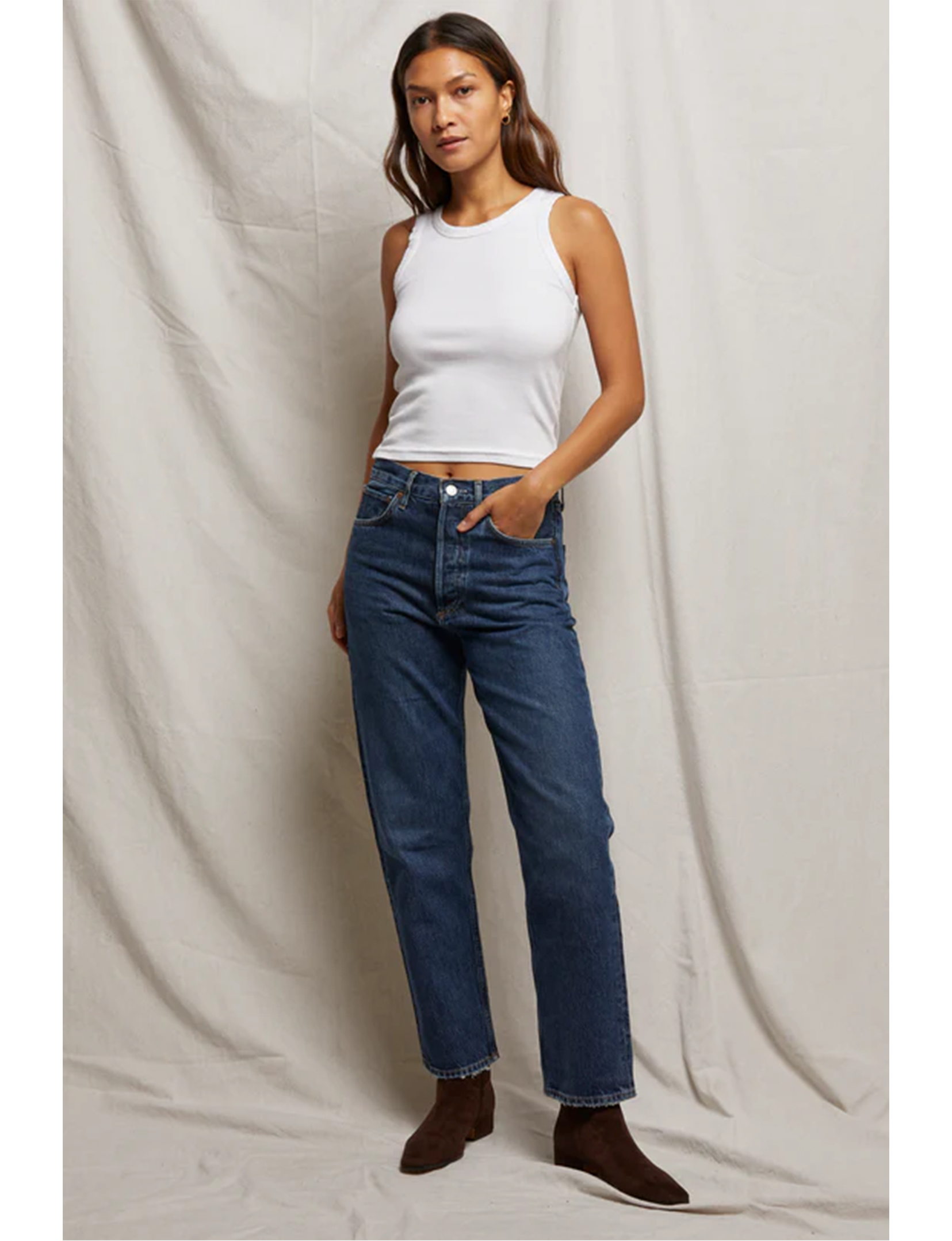 Elle Rib Tank, White