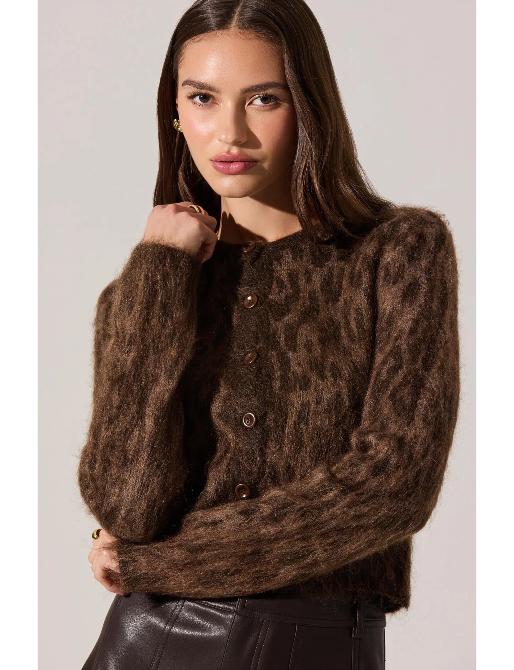 Katria Cardigan, Brown Cheetah