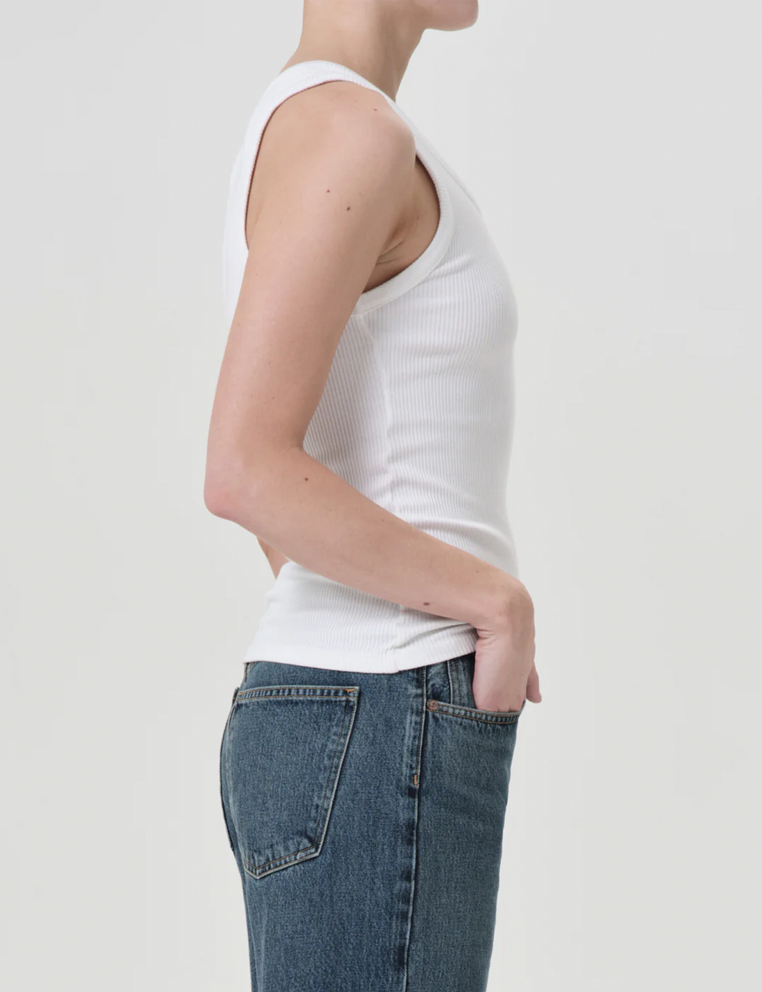 Poppy Scoop Neck Tank, White