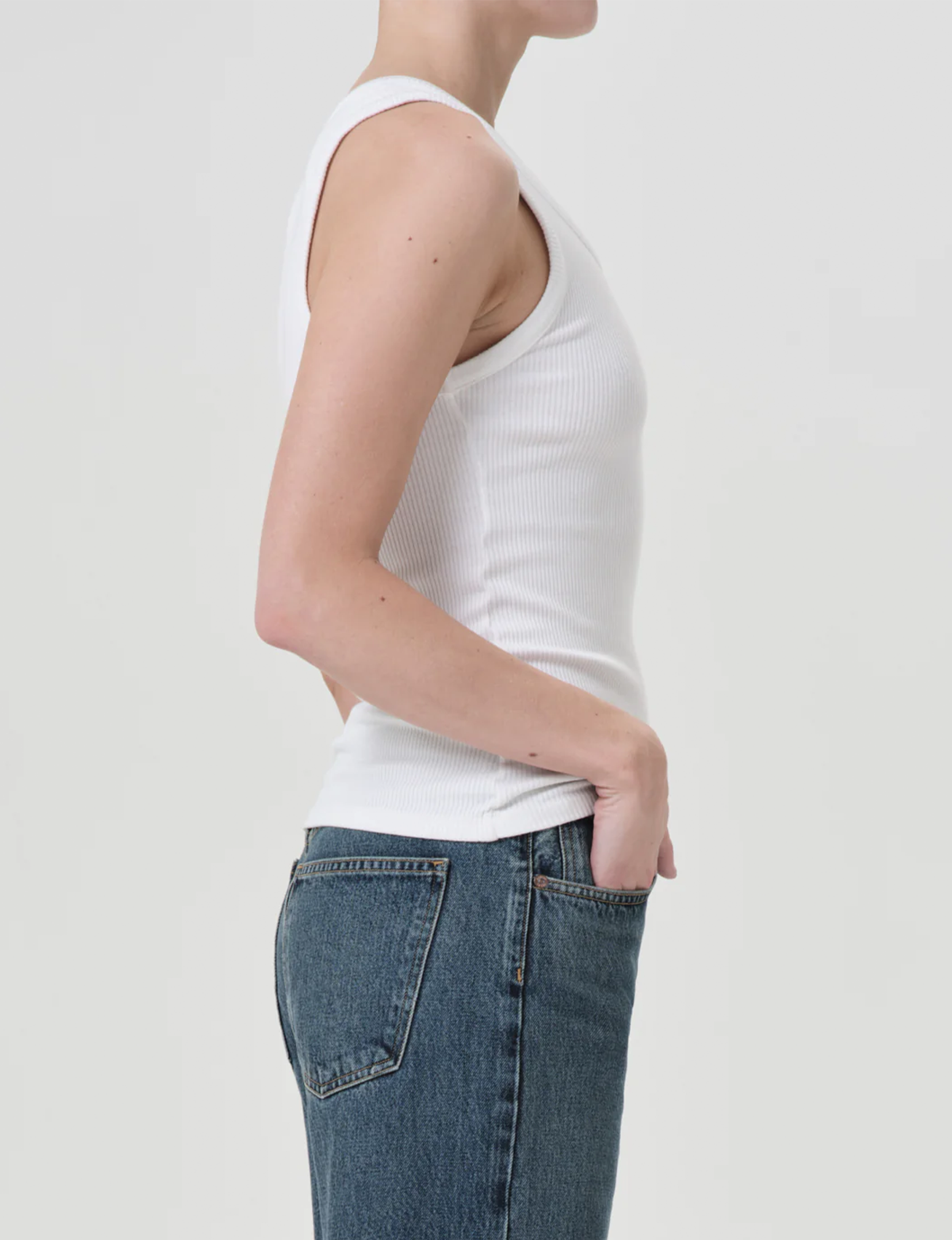 Poppy Scoop Neck Tank, White