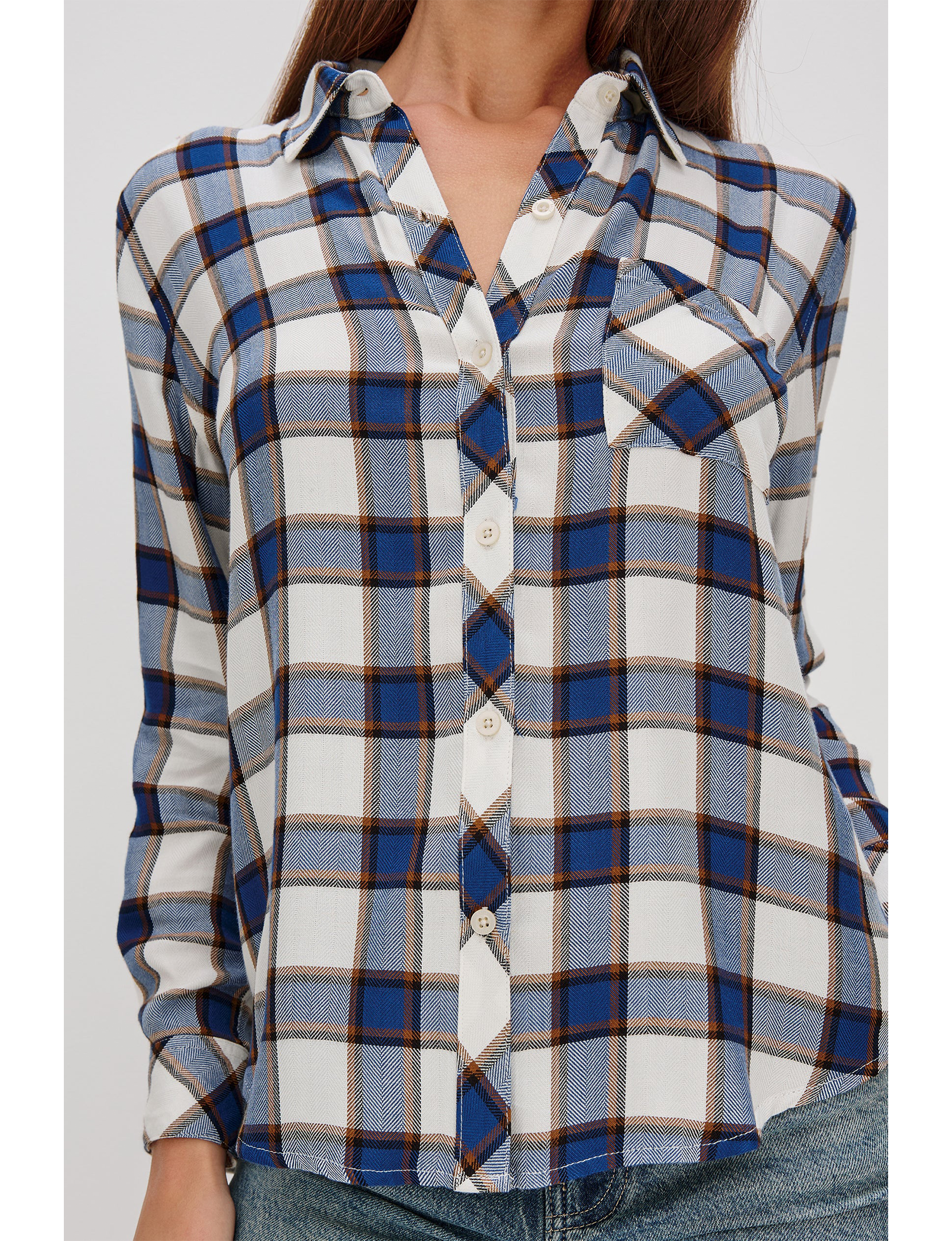 Hunter Plaid Flannel, Golden Cobalt