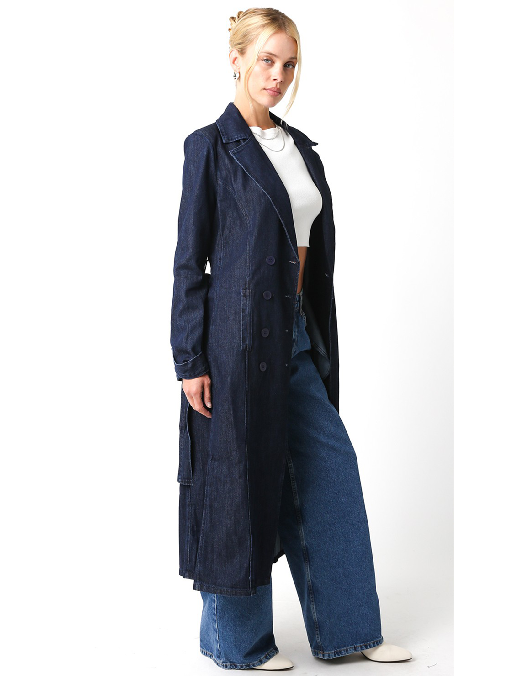 Lindsey Denim Coat, Dark Denim