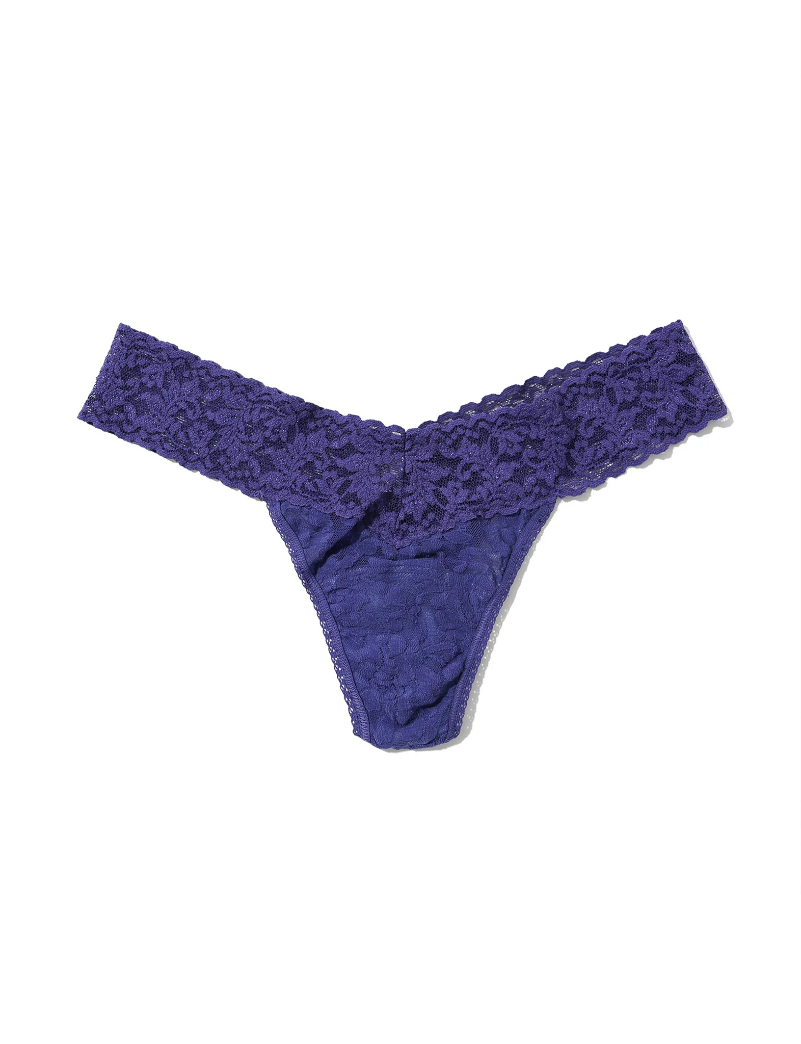 Signature Lace Low Rise Thong, Deep Sleep Blue