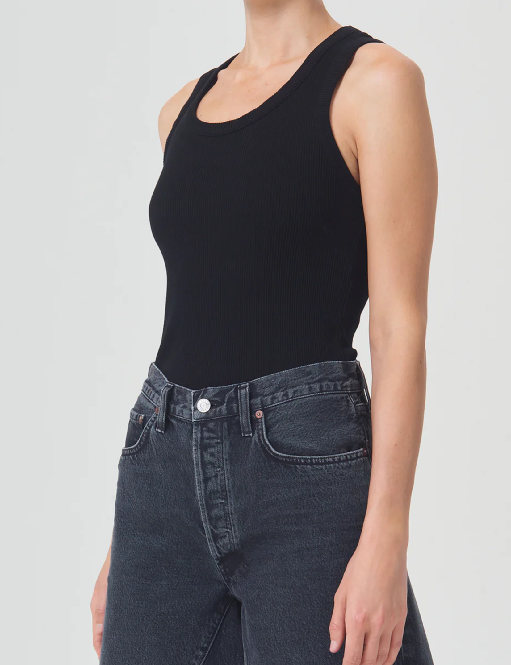 Poppy Scoop Neck Tank, Black