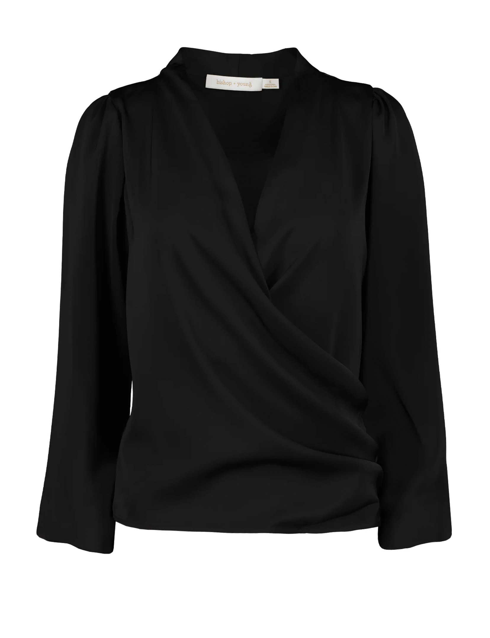 Fluid Satin Blouse, Black