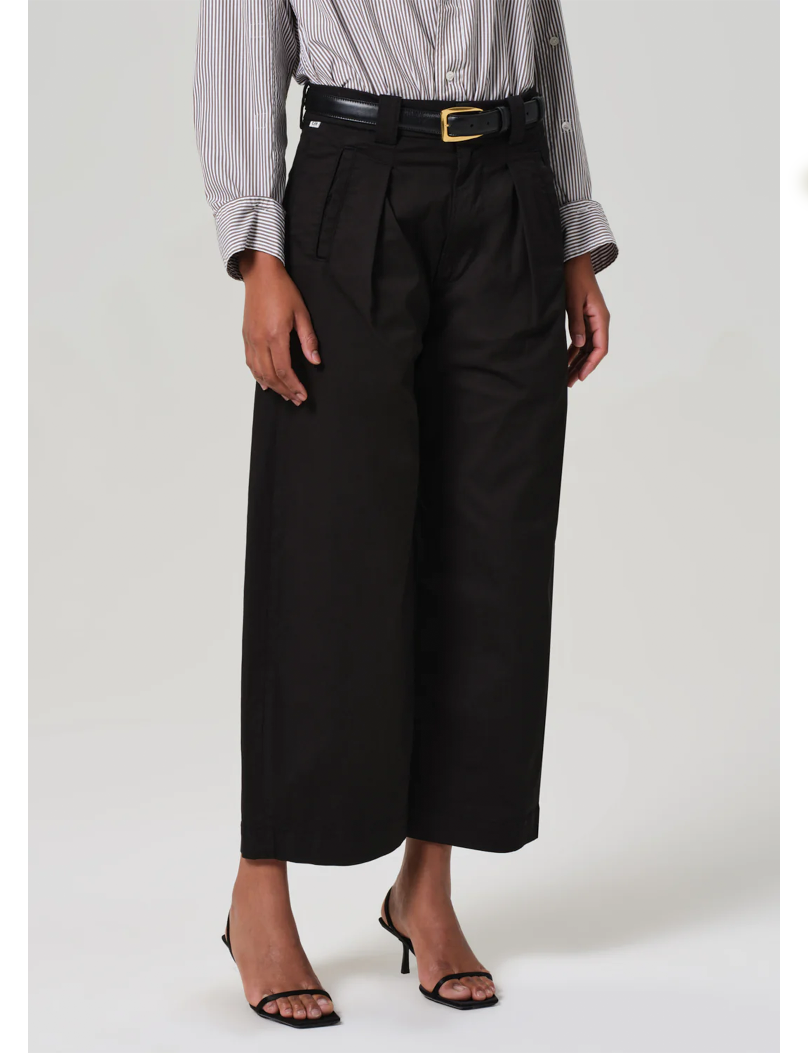 Cara Cropped Twill Trouser, Black
