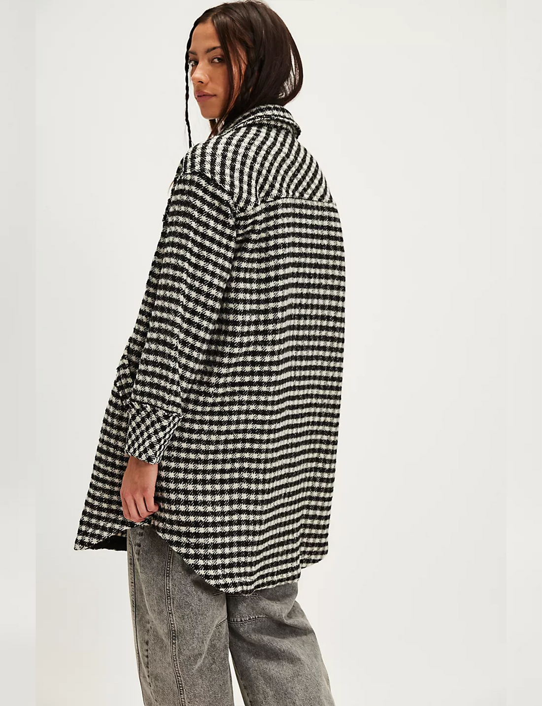 Get Around Houndstooth Shacket, Black/White