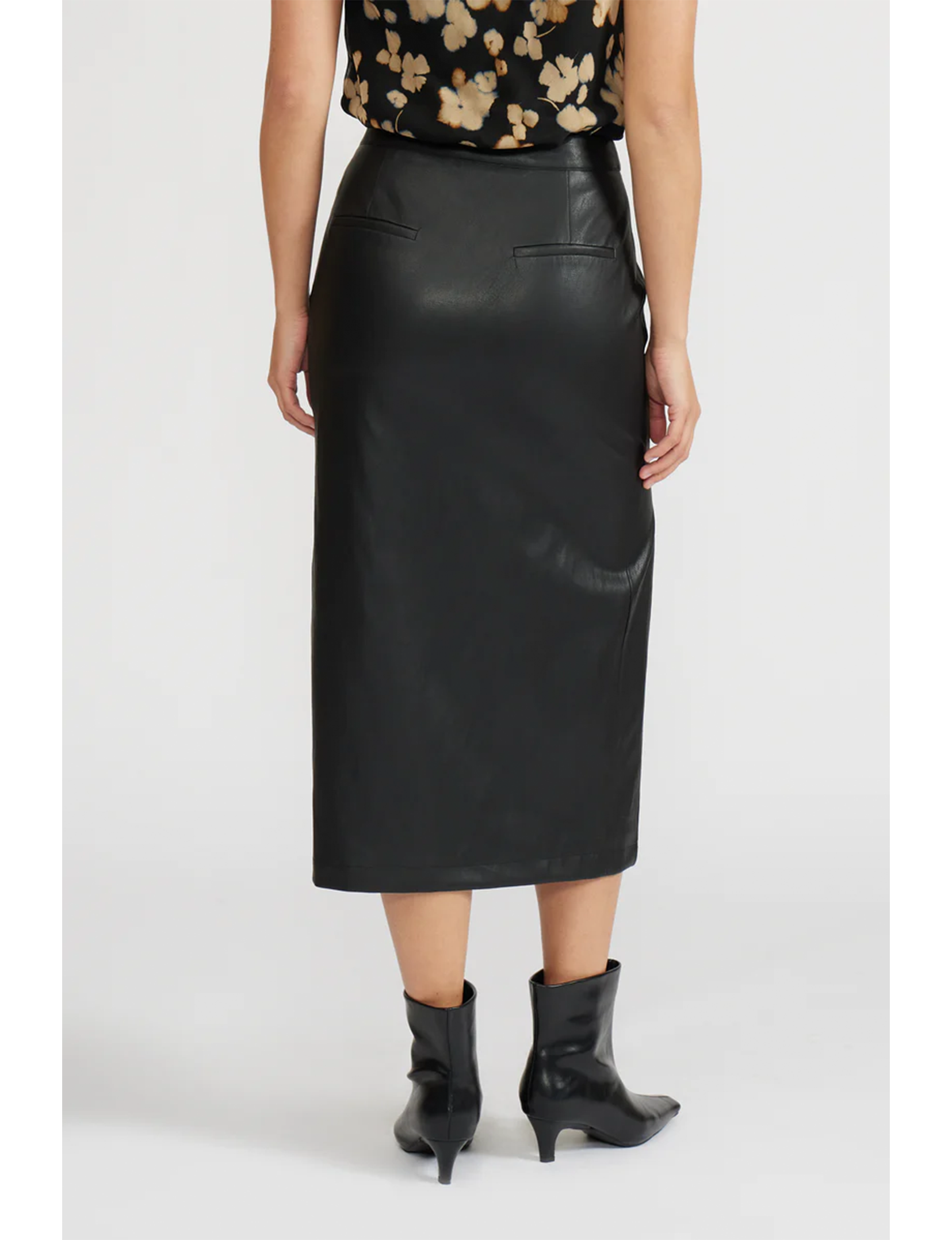 Cade Skirt, Black Faux Leather