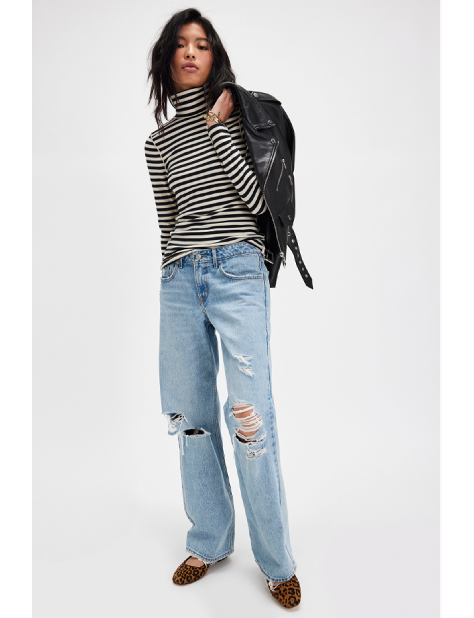 Good Good Stripe Turtleneck, Black/Combo