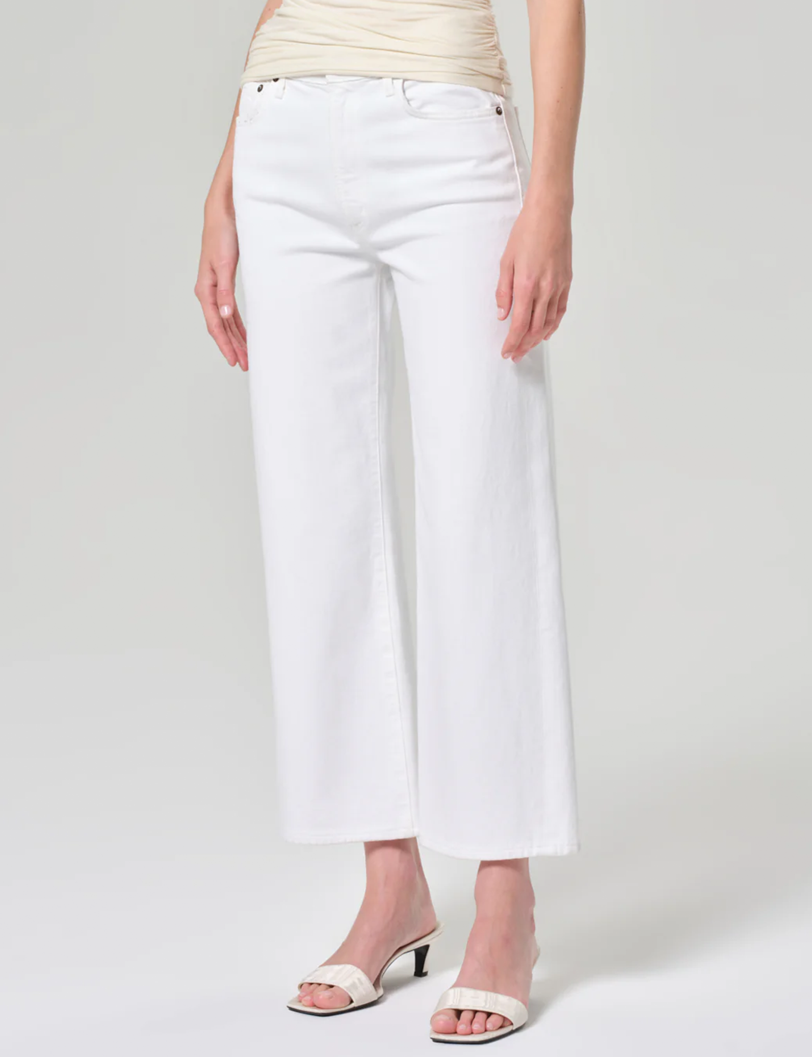 Harper High Rise Wide Leg Crop, Sour Cream