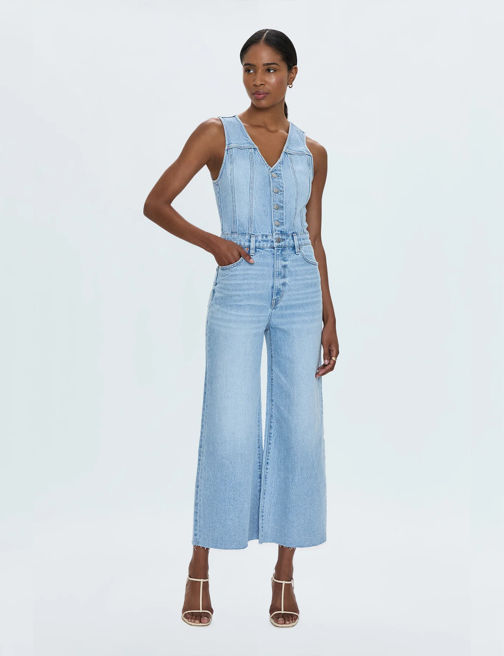 Aria Fitted Vest Cropped Jumpsuit, Priority