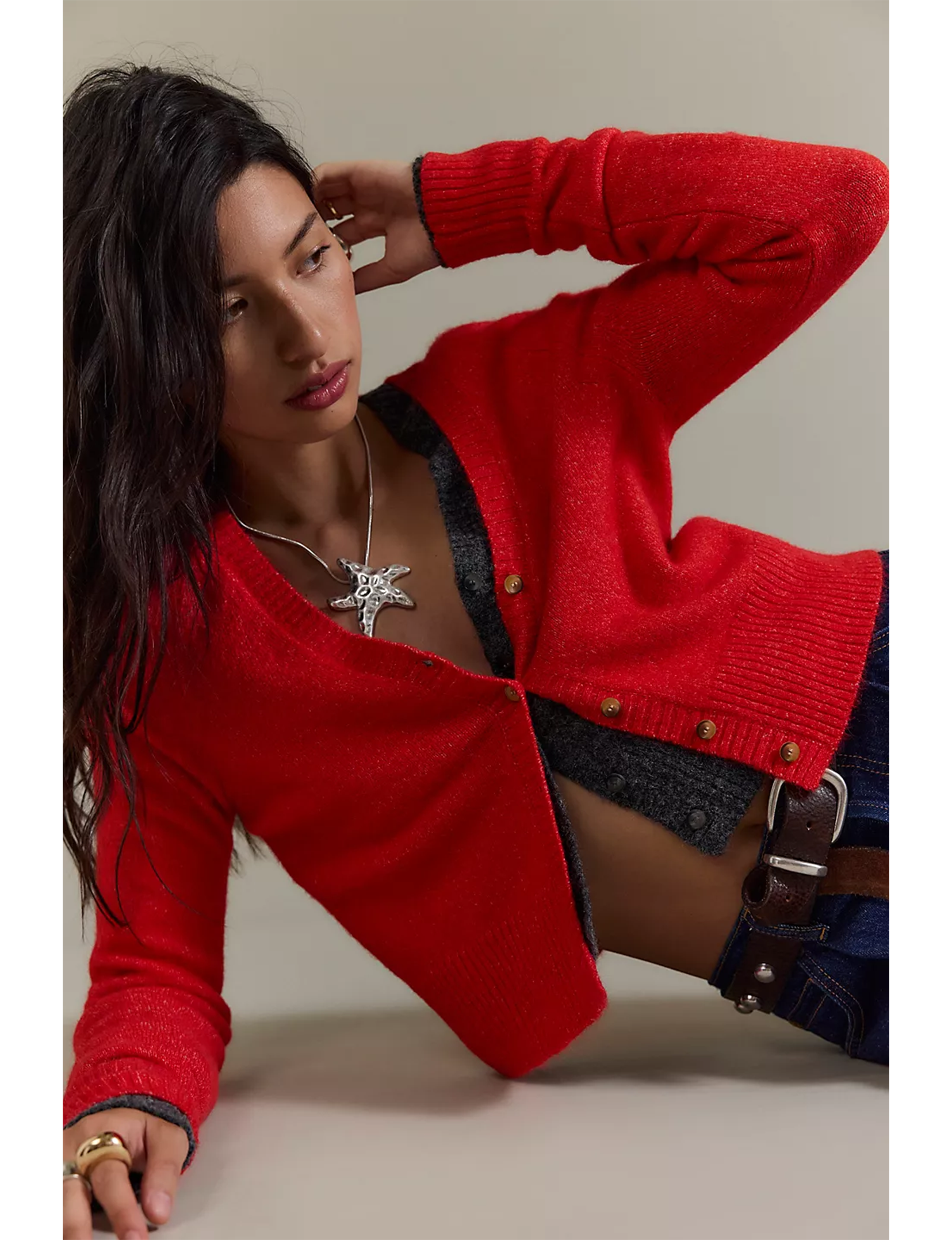 School Girl Cardi, Cherry Pop Melange