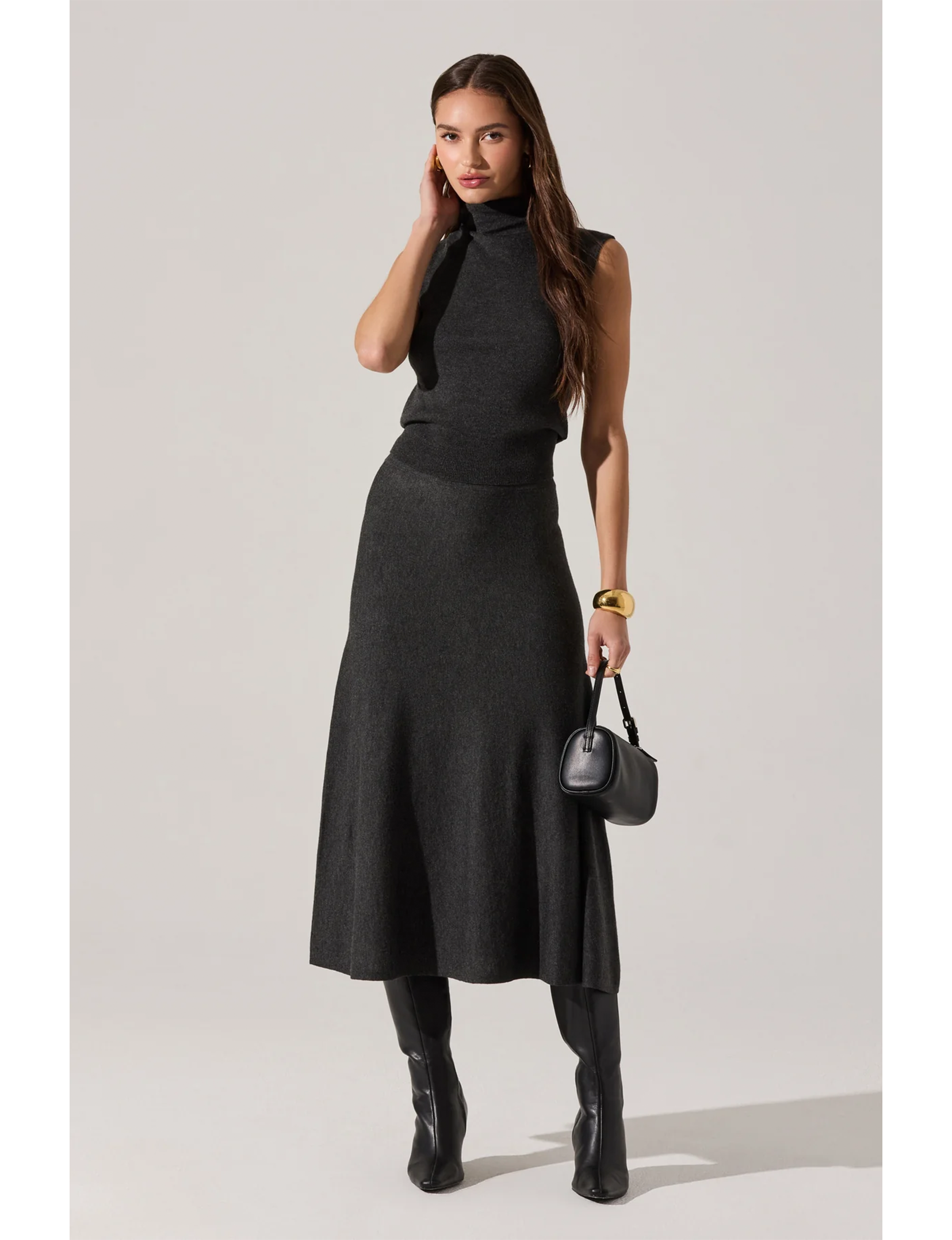 Deora Sweater Skirt, Charcoal