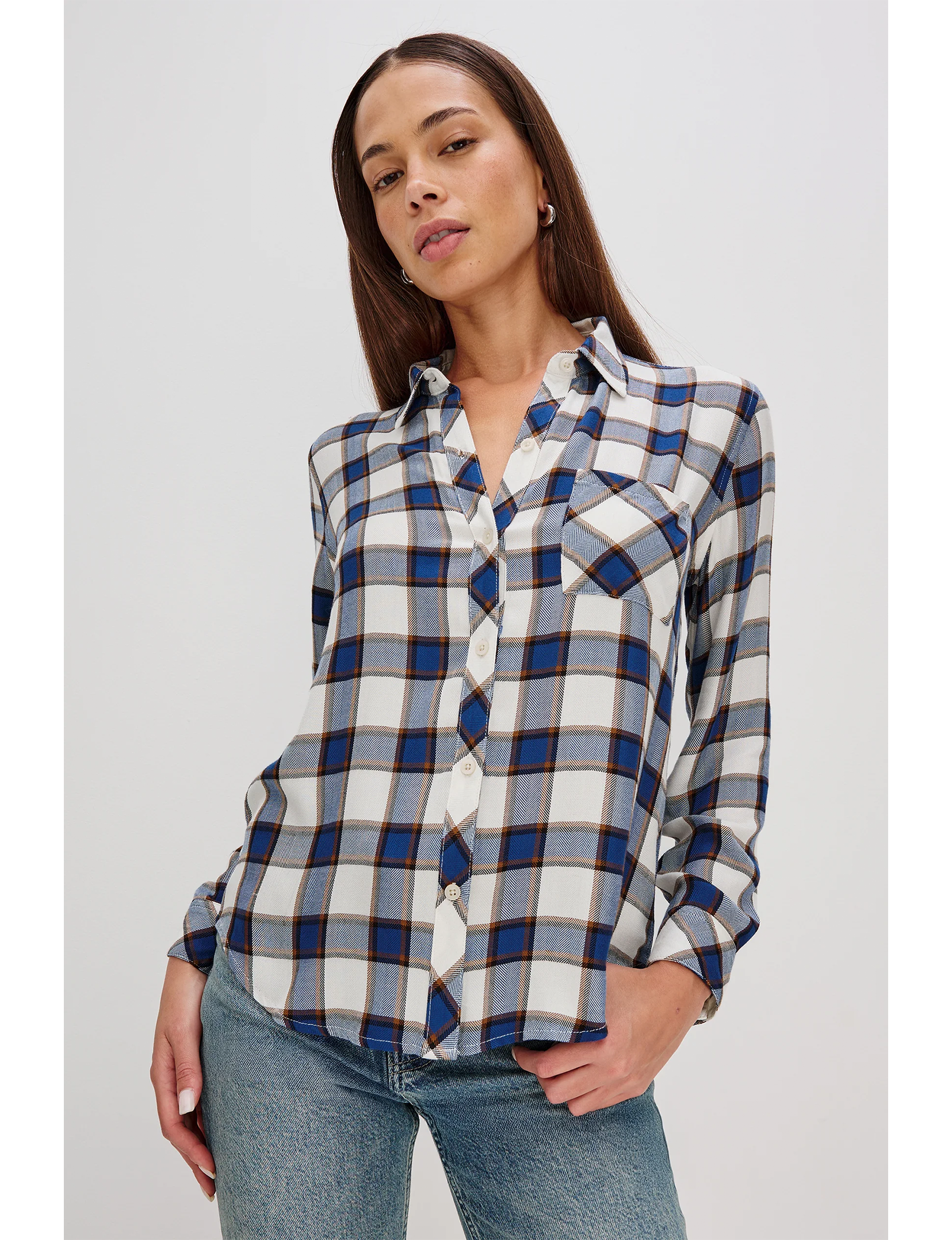 Hunter Plaid Flannel, Golden Cobalt