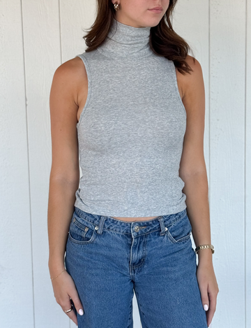 Turtleneck Tank, Heather Grey