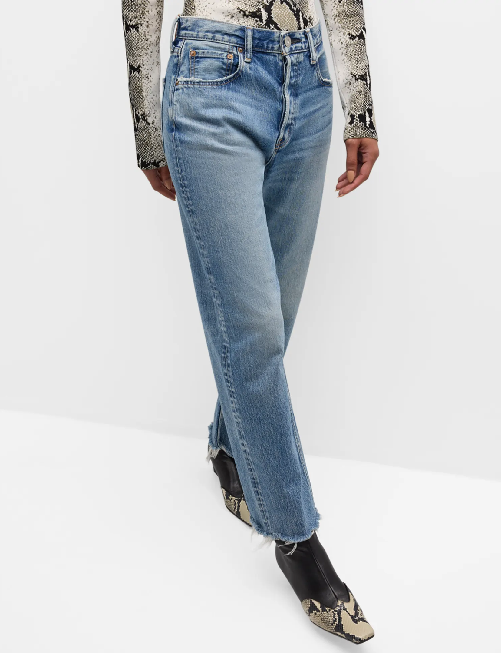 Mabel Cropped Wide Straight, Blue