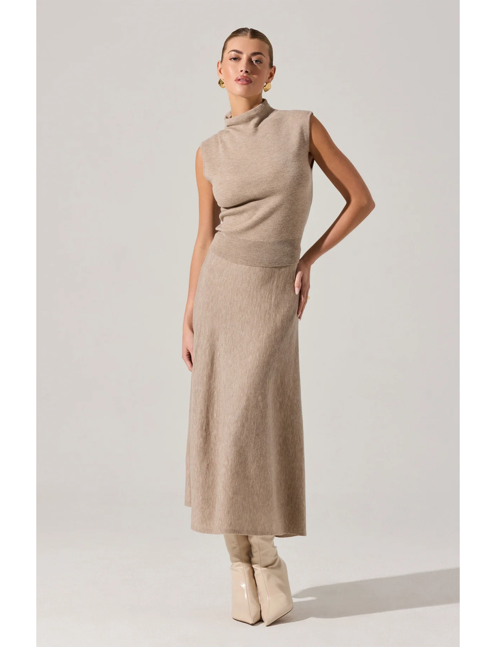 Deora Sweater Skirt, Taupe