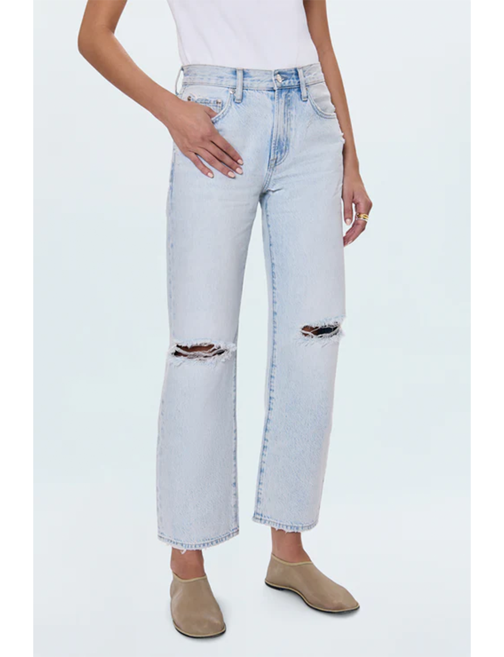 Lexi Relaxed Straight Jeans, Solstice Distressed
