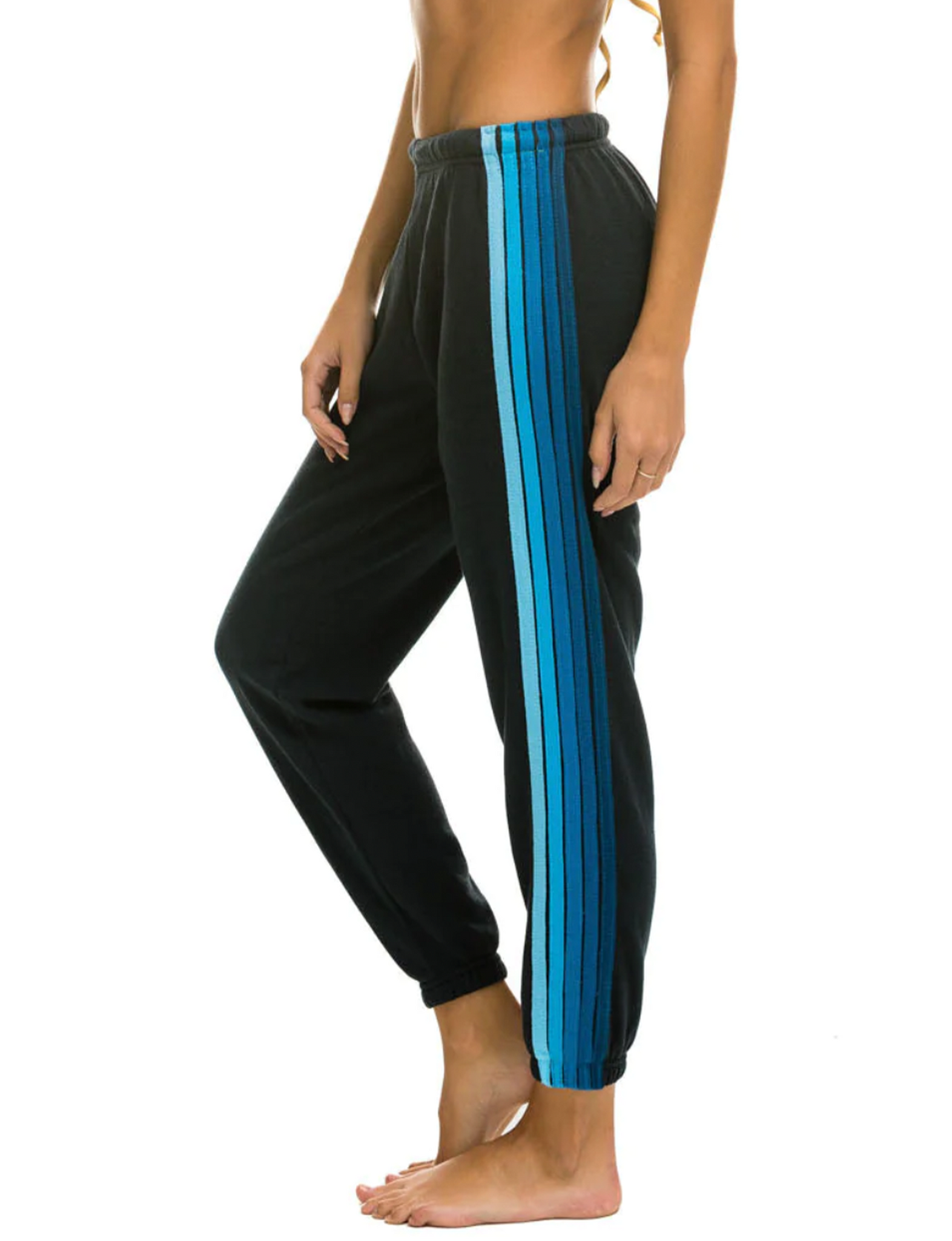 5 Stripe Sweatpants, Charcoal/Blue