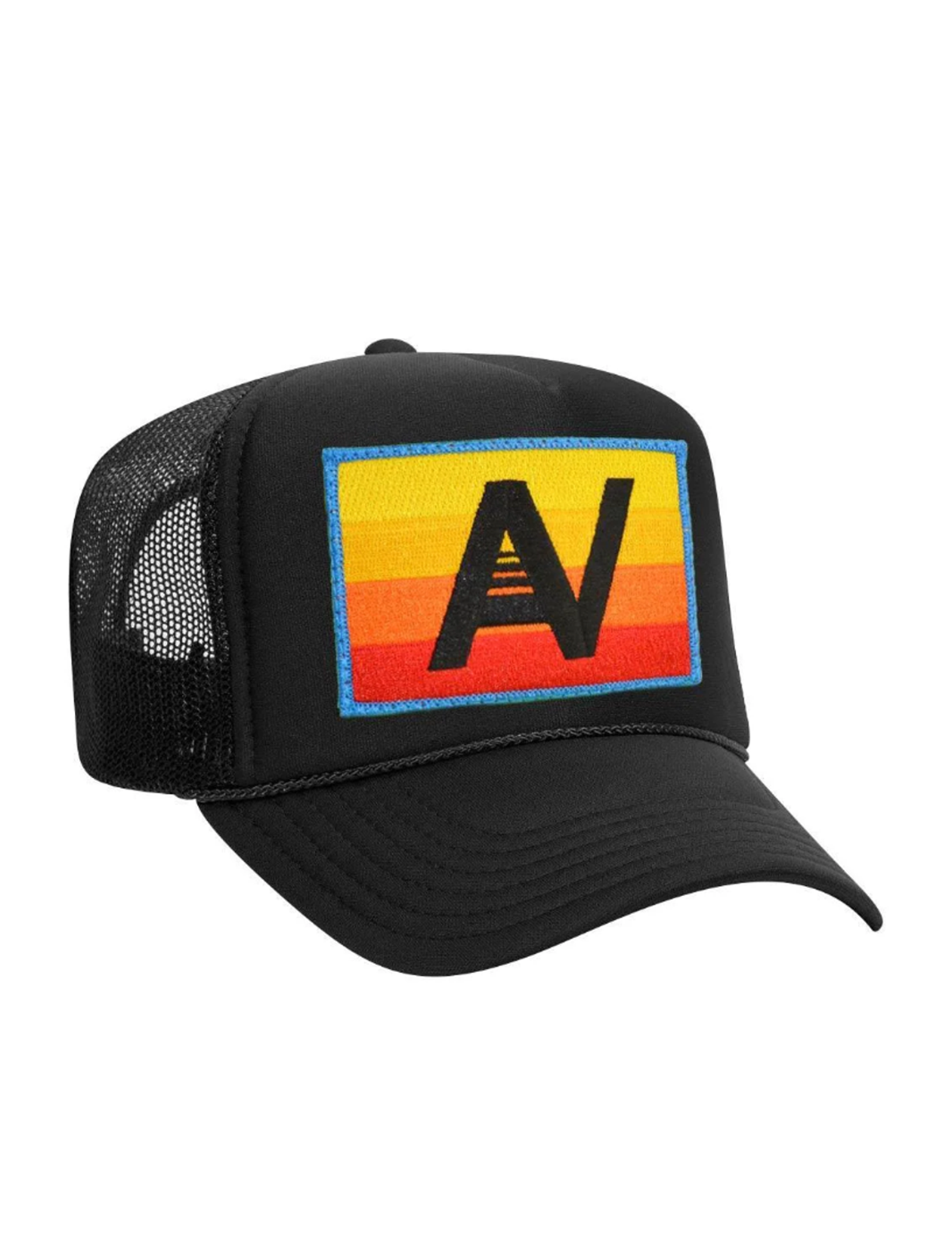 Logo Rainbow Vintage Low Rise Trucker Hat, Black