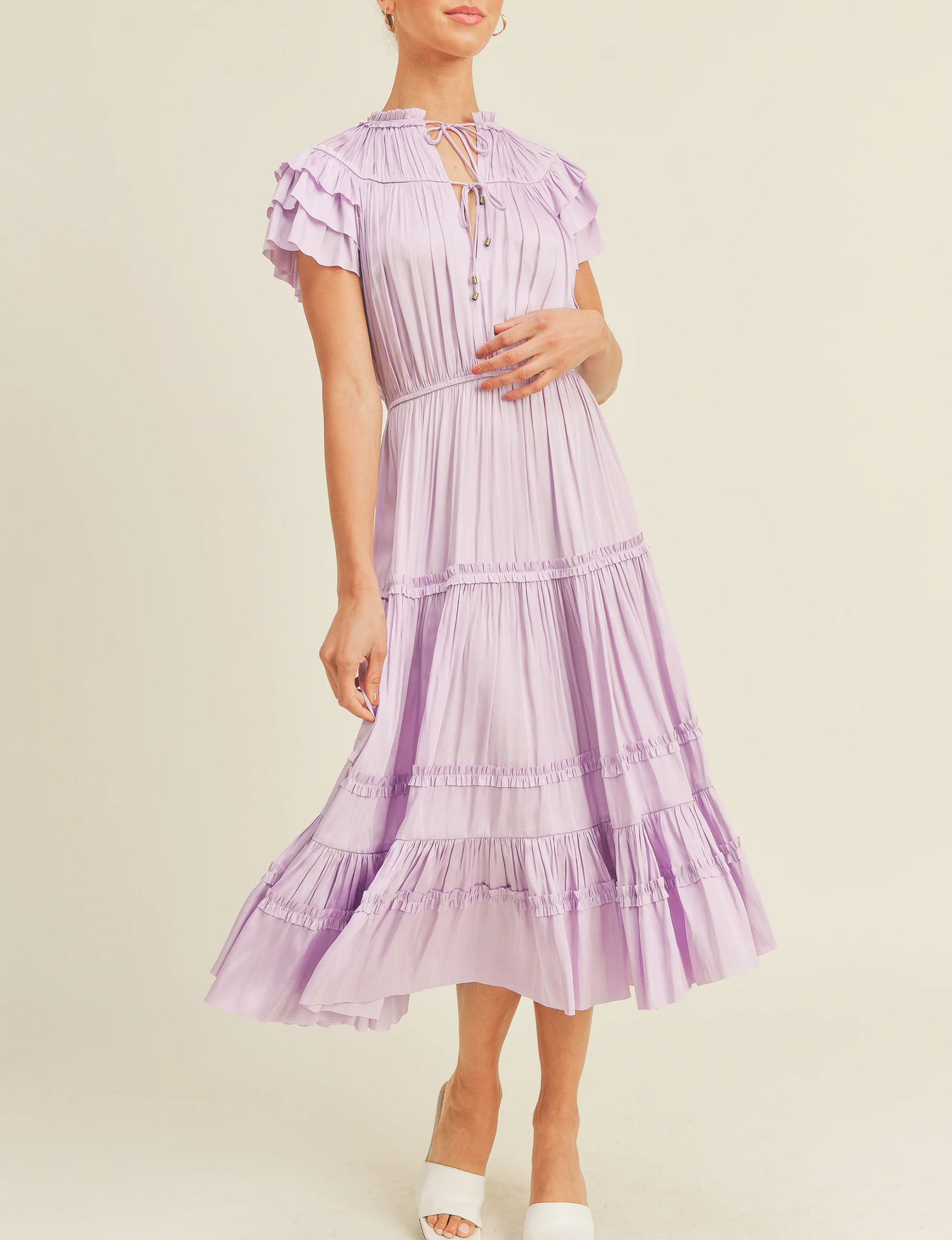 Kianna Short Sleeve Dress, Lilac