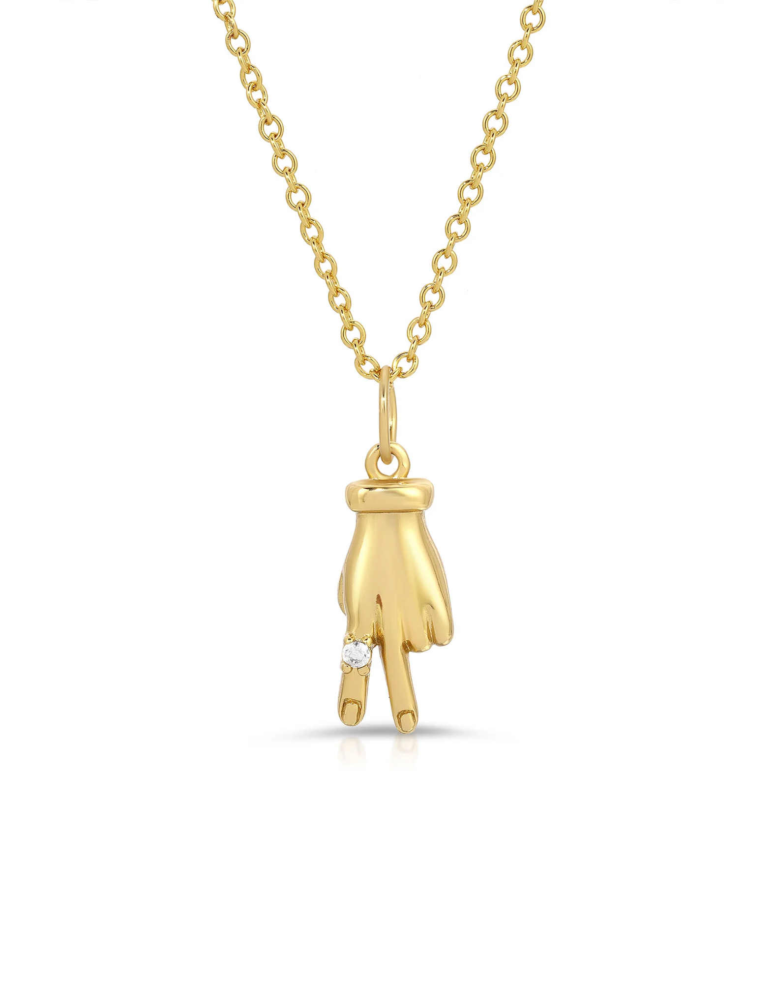 Peace Out CZ Necklace 16-18", Gold