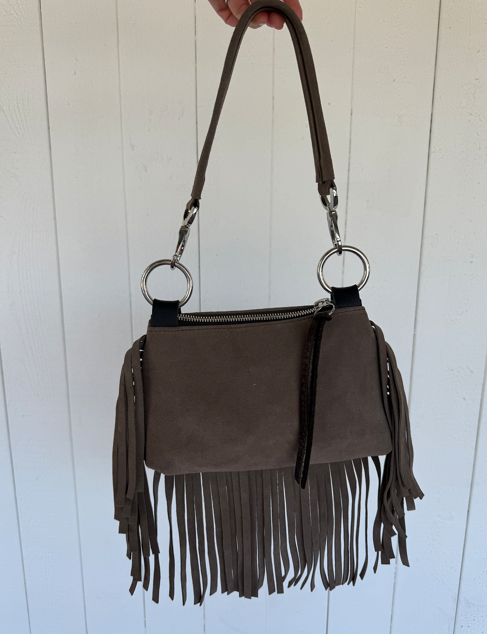 Tina Fringe Bag, Taupe